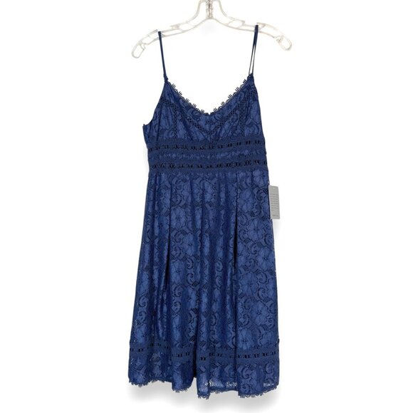 NSR Provance Blue Lace Mini Dress Fit and Flare Cocktail Medium - Picture 14 of 14
